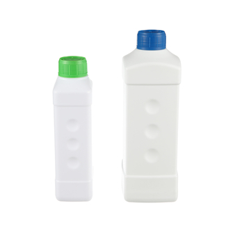 Prázdna plastová fľaša na tekuté chemikálie z HDPE